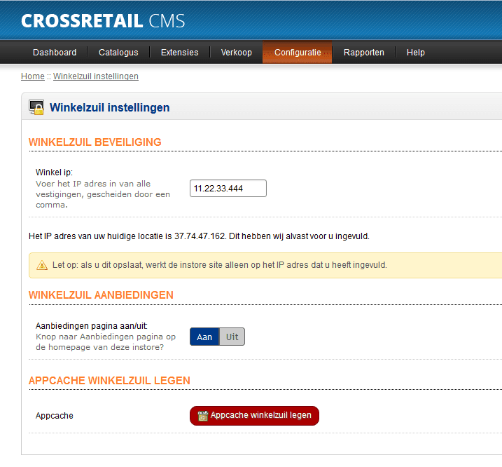 winkelzuil-instellingen