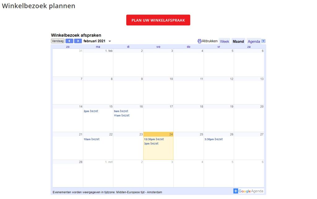 winkelbezoekplannervoorbeeld